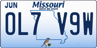 MO license plate OL7V9W