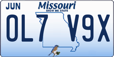 MO license plate OL7V9X