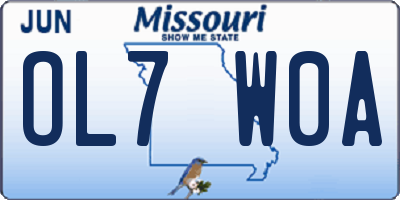 MO license plate OL7W0A