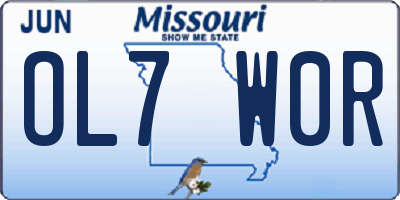 MO license plate OL7W0R