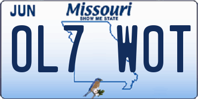 MO license plate OL7W0T