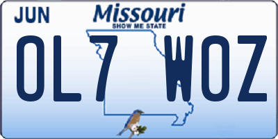 MO license plate OL7W0Z