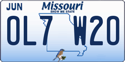 MO license plate OL7W2O