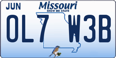 MO license plate OL7W3B