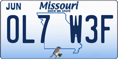 MO license plate OL7W3F