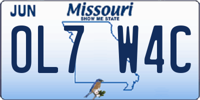 MO license plate OL7W4C