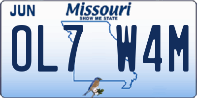 MO license plate OL7W4M