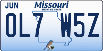 MO license plate OL7W5Z