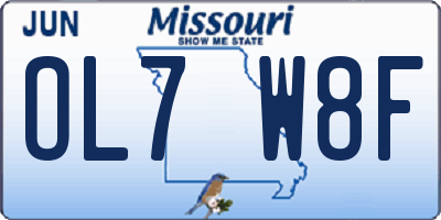 MO license plate OL7W8F