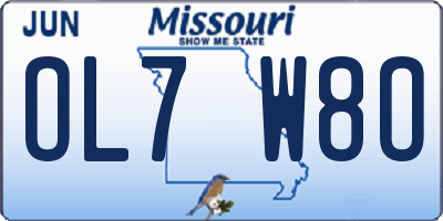 MO license plate OL7W8O