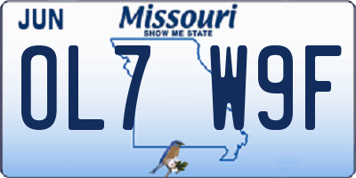 MO license plate OL7W9F