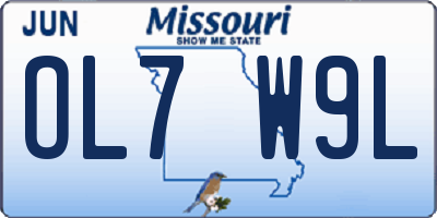MO license plate OL7W9L