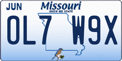 MO license plate OL7W9X