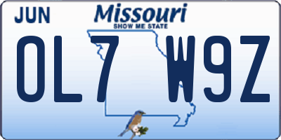 MO license plate OL7W9Z