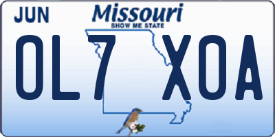 MO license plate OL7X0A