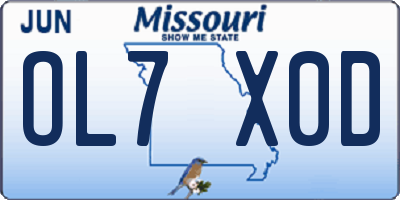 MO license plate OL7X0D