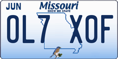 MO license plate OL7X0F