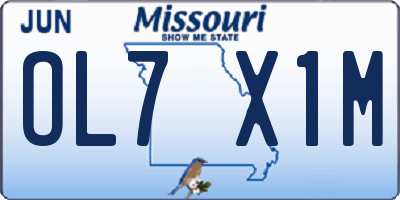 MO license plate OL7X1M