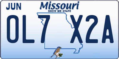 MO license plate OL7X2A