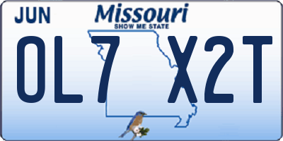 MO license plate OL7X2T