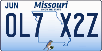 MO license plate OL7X2Z
