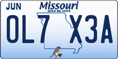 MO license plate OL7X3A