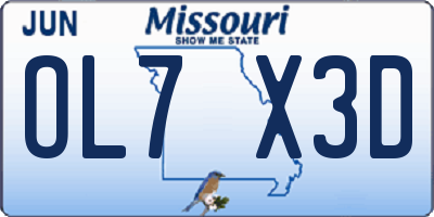 MO license plate OL7X3D
