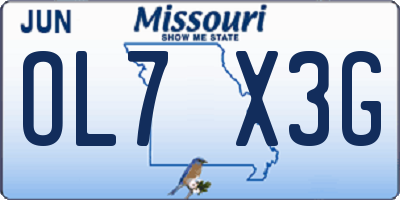MO license plate OL7X3G