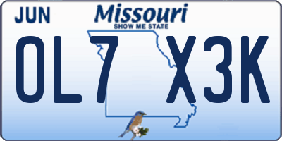 MO license plate OL7X3K