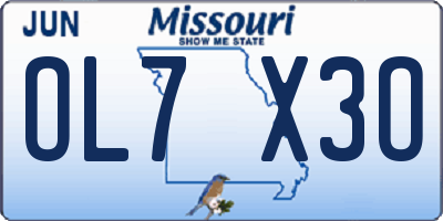 MO license plate OL7X3O