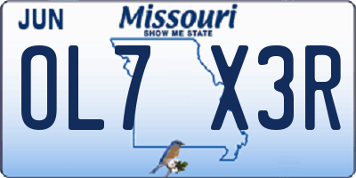 MO license plate OL7X3R