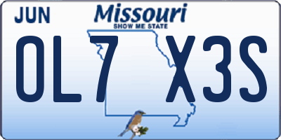 MO license plate OL7X3S