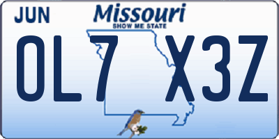 MO license plate OL7X3Z