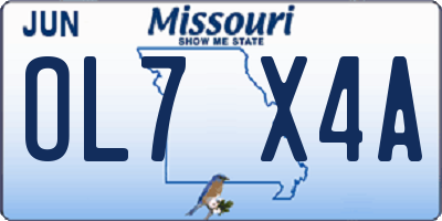 MO license plate OL7X4A