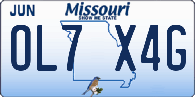 MO license plate OL7X4G