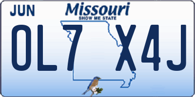 MO license plate OL7X4J