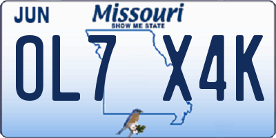 MO license plate OL7X4K