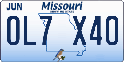 MO license plate OL7X4O