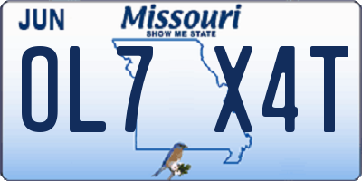 MO license plate OL7X4T