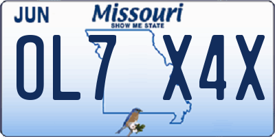 MO license plate OL7X4X