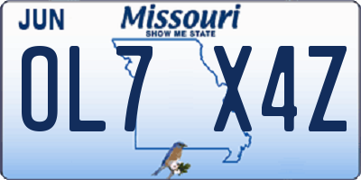 MO license plate OL7X4Z