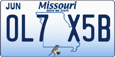 MO license plate OL7X5B