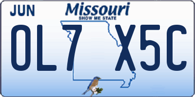 MO license plate OL7X5C