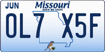 MO license plate OL7X5F