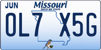 MO license plate OL7X5G