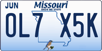 MO license plate OL7X5K