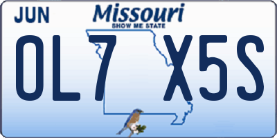 MO license plate OL7X5S