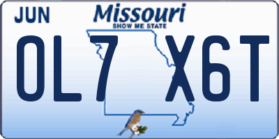 MO license plate OL7X6T