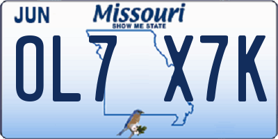 MO license plate OL7X7K