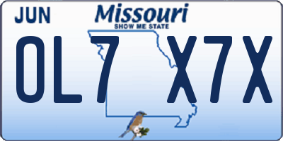 MO license plate OL7X7X
